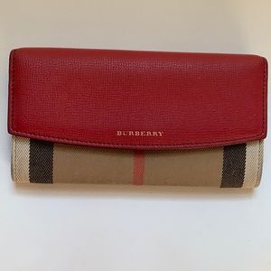 Burberry Check & Leather Continental Wallet